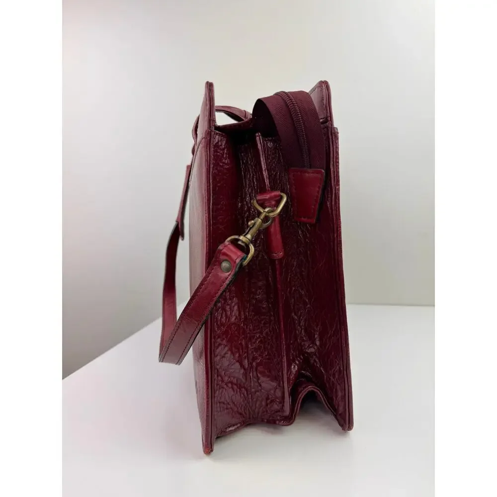 Vintage Scully Unisex Burgundy Red Leather Laptop Work Bag Briefcase Strap VTG